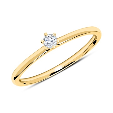 Solitaire ring i 14 kt. Guld med Diamant - 0,10 ct