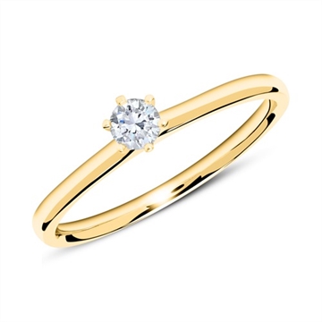 Solitaire ring i 14 kt. Guld med Diamant - 0,15 ct