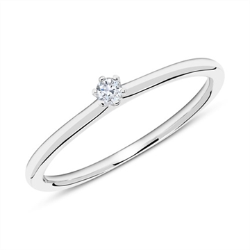 Solitaire ring i 14 kt. Hvidguld med Diamant - 0,05 ct