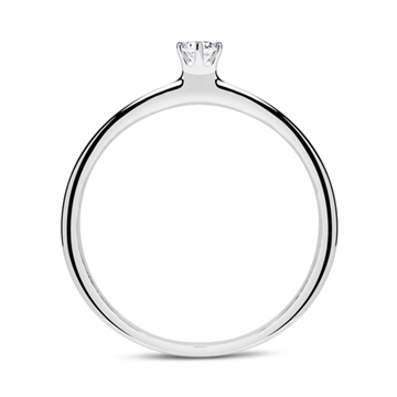 Solitaire ring i 14 kt. Hvidguld med Diamant - 0,10 ct.