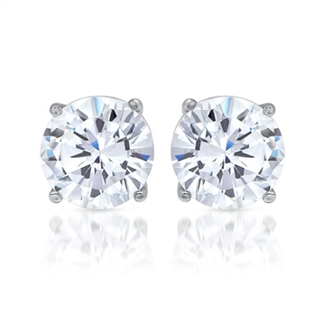 Ørestikker i Sølv med runde Zirkoniasten 
