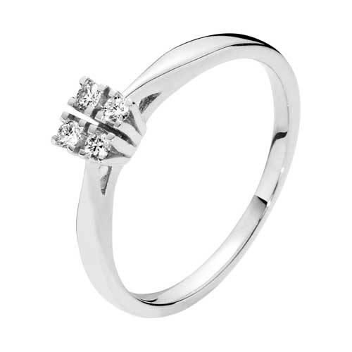 Diamantring i 14 kt. Hvidguld med Diamanter - 0,12 ct.