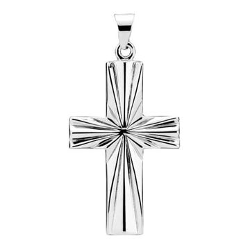 Kors i Sølv med mønster 26 x 15 mm