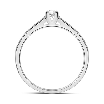 Forlovelsesring i 14 kt. Hvidguld med Diamanter - 0,17 ct.