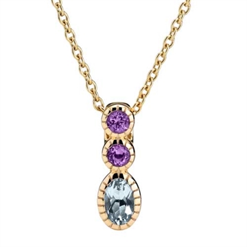 Collier i 8 kt. Guld med Ametyst og Topaz