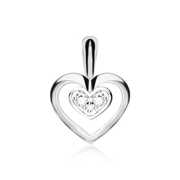 Collier i 14 kt. Hvidguld med Hjerte og Diamant