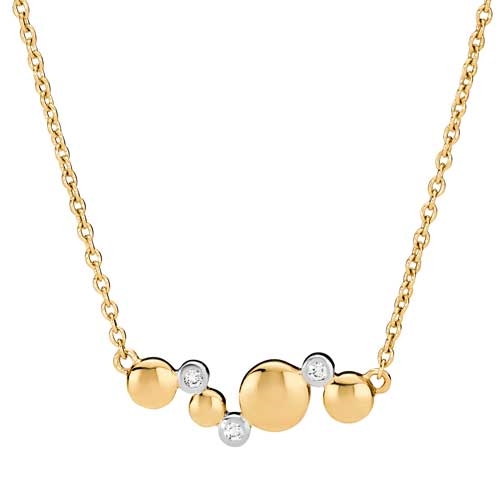 Collier i 8 kt. Guld og Hvidguld med Diamanter 0,06 ct - 42 til 48 cm