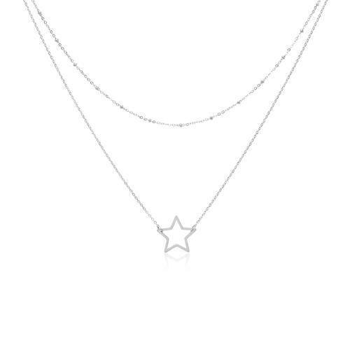 Layer halskæde med Stjerne og Kugler - 45 til 50 cm