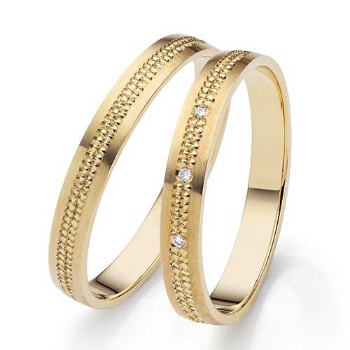 BARTOLI First Vielsesringe i 14 kt. Guld med Diamanter 0,015 ct. - 3 mm