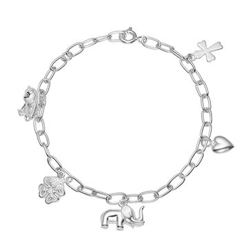 Sølv Armbånd med Charms - 16 til 18 cm