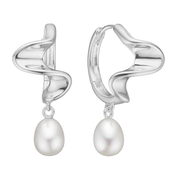 Sølv creoler med perler
