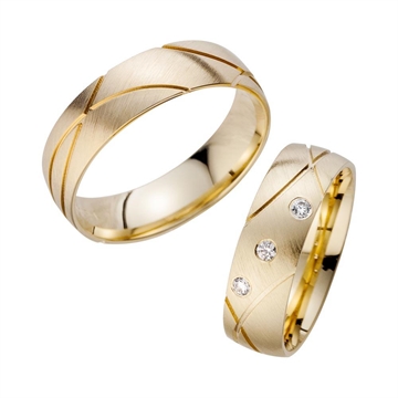 Vielsesringe i Guld med brillanter 0,09 ct.