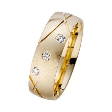 Vielsesring i Guld med Diamanter - 0,09 ct.