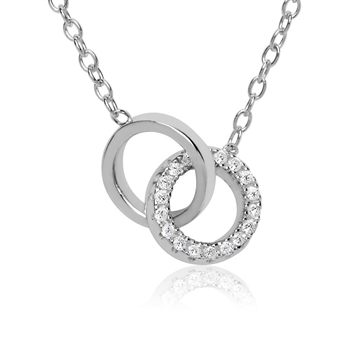 Sølv Kæde med Ringe og Zirkoniasten