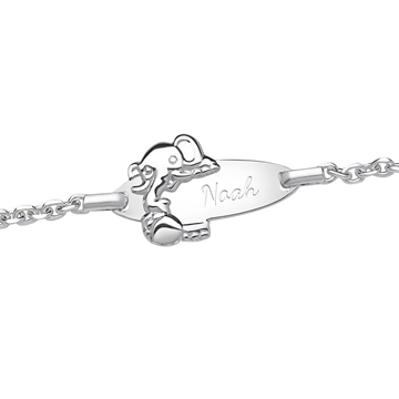Sølv armbånd med Elefant og diamantgravering