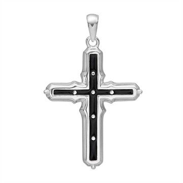 Kors i Sølv med sort emalje - 20 x 24 mm