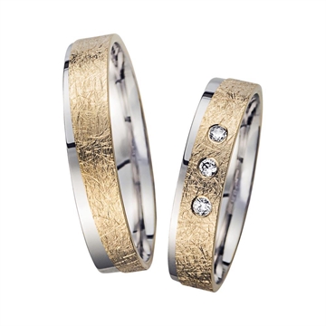 Vielsesringe i Guld og Hvidguld med Diamanter 0,06 ct.