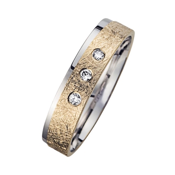 Vielsesring i Guld og Hvidguld med Diamanter 0,06 ct.
