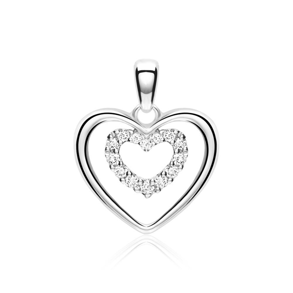 Diamant Hjerte 14 kt. Hvidguld - 0,08 ct.