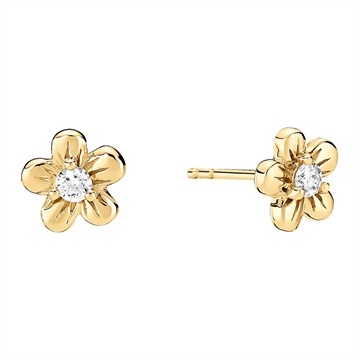 Ørestikker 8 kt. med blomster og diamanter