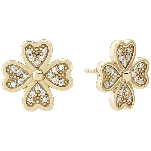 Ørestikker i 8 kt. Guld med stor Firkløver - 12 x 12 mm