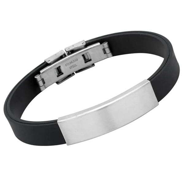 Graverbart armbånd i Gummi med Stålås - 22 cm