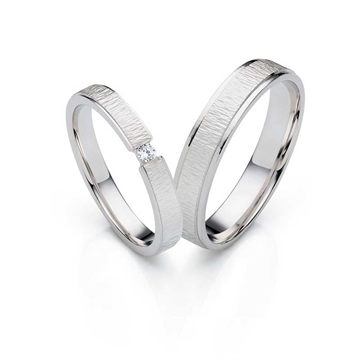 Vielsesring i Sølv med Zirkonia - 3 og 4,5 mm