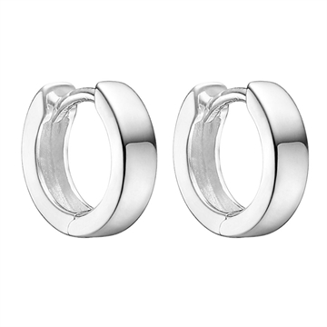 Klassiske creoler i Sterling sølv med let kantet profil -12 mm i diameter