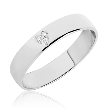 BARTOLI Classic vielsesring i 8 kt. Hvidguld med Diamanter 0,03 ct - 4,0 mm