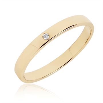 BARTOLI Classic vielsesring i 8 kt. Guld med Diamant- 2,5 mm