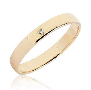 BARTOLI Classic vielsesring i 8 kt. Guld med Diamant - 3,0 mm