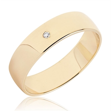 BARTOLI Classic vielsesring i 8 kt. Guld med Diamant 0,01 ct. - 4,0 mm