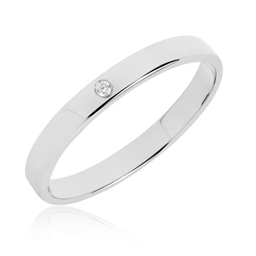 BARTOLI Classic vielsesring i Hvidguld med Diamant - 2,5 mm