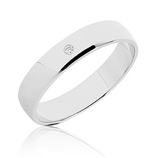 BARTOLI Classic vielsesring i 14 kt. Hvidguld med Diamant - 4 mm