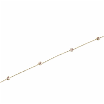 Ankelkæde i ægte 8 karat guld med zirkonia sten - Guld & Sølv Design