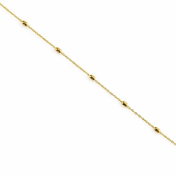 Ankelkæde i forgyldt sølv med kugler - 24 til 27 cm