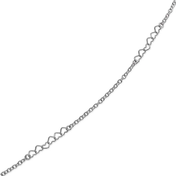 Ankelkæde i rhodineret 925 Sterling sølv med seks hjerter fra Støvring Design