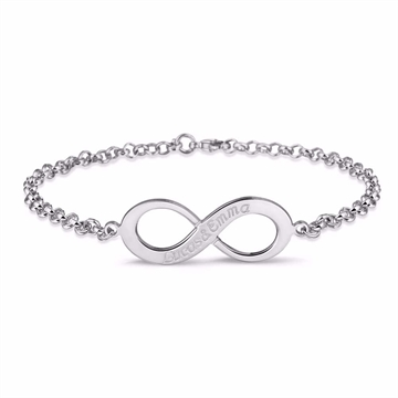 Armbånd i 925 sterling sølv med uendelighedstegn og mulighed for gravering