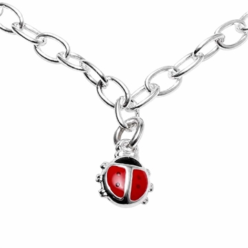 Armbånd i 925 Sterling sølv med lille mariehønevedhæng