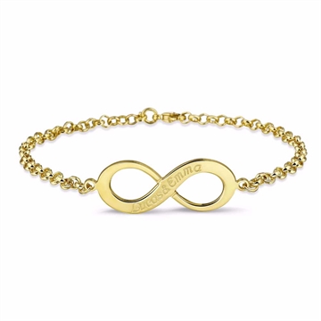 Forgyldt armbånd i 925 sterling sølv med uendelighedstegn og mulighed for gravering