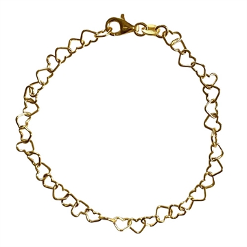 Armbånd i forgyldt sølv med flettede hjerter - Guld & Sølv Design.