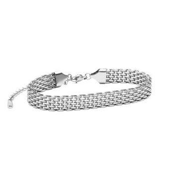 Armbånd i rustfrit stål med elegant mesh-design - 17 til 20 cm