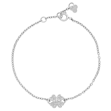 Armbånd i sølv med firkløver og zirkonia - Lund Copenhagen