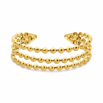 Armring i guldfarvet stål med kugletråde