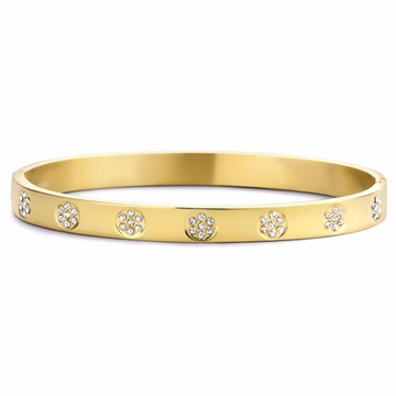 Armring i guldfarvet stål med funklende zirkonia