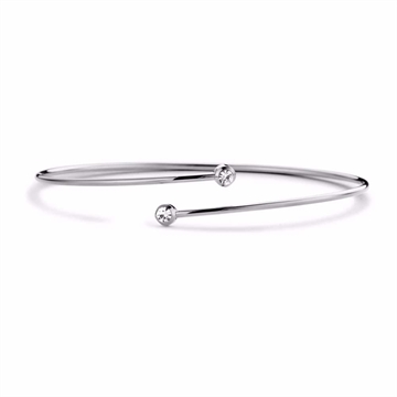 Armring i blankpoleret rustfrit stål med klare zirkonia