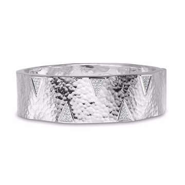 Eksklusiv bred armring i sterling sølv med sten