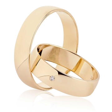 BARTOLI Classic vielsesringe i 8 eller 14 karat guld med 0,01 ct diamant - 5 mm