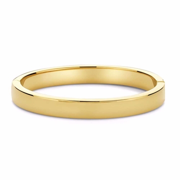 Bred armring i guldfarvet stål med blank overflade