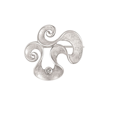 Broche i rhodineret 925 Sterling Sølv med cubic zirkoniasten fra Støvring Design